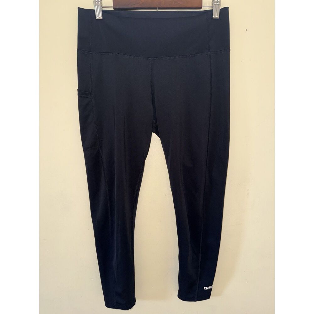 adidas Climalite Black High Rise Side Pocket Logo Leggings Size L